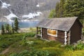 Ranger Outpost Log Cabin Shelter Mountain Lake Green Meadow Canadian Rockie Royalty Free Stock Photo