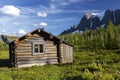 Heritage Wooden Alpine Log Cabin Green Meadow Canadian Rocky Mountains