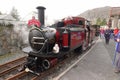 Heritage steam locomotive at train station