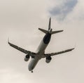 Passenger jet on finals to land at Heraklion, Crete, Greece.