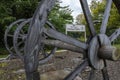 Closeup Shot of Erie Canal Stump Puller Monument 2