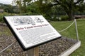 Closeup Shot of Erie Canal Stump Puller Monument Sign