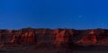 Herman Cav Canyon at night. South Gobi, Mongolia. Herman Tsav Canyon. Red Sandstone plateau, Martian landscape.