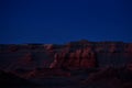 Herman Cav Canyon at night. South Gobi, Mongolia. Herman Tsav Canyon. Red Sandstone plateau, Martian landscape.