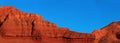 Herman Cav Canyon at sunset. South Gobi, Mongolia. Herman Tsav Canyon. Red Sandstone plateau, Martian landscape.