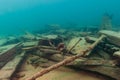 The Herman Hettler shipwreck in the Alger Underwater Preserve in Lake Superior