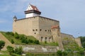 Herman`s Castle closeup sunny August day. Narva, Estonia