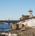 Hermann castle of Narva fortress winter landscape Royalty Free Stock Photo