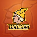 Hermes Abstract Vector Team Logo, Emblem or Sign. Ancient Greek Mythology Trade, Wealth and Agility God. Sport Logotype