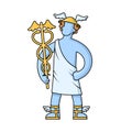 Hermes, ancient Greek god of Roadways, Travelers, Merchants and Thieves, messenger of the gods. Mythology. Flat vector Royalty Free Stock Photo