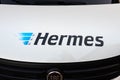 Hermes Logo Sign on a Delivery Van