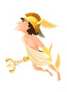 Hermes or Mercury - deity of trade, commerce and merchants of Greek and Roman pantheon, messenger of Olympian gods. Male Royalty Free Stock Photo