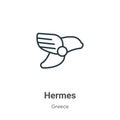 Hermes outline vector icon. Thin line black hermes icon, flat vector simple element illustration from editable greece concept Royalty Free Stock Photo