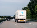 Hermes parcel delivery truck on German autoba