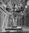 Hermetic masonic meeting room illustration