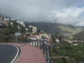 Hermigua, La Gomera, Canary Islands, Spain, december 27, 2021: View of buildings along the road. Colorful houses of
