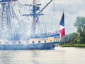 Hermione, famous replica of La Fayette Frigate. She sailed to America for a symbolic voyage to keep solidarity between people