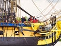 Hermione, famous replica of La Fayette Frigate. She sailed to America for a symbolic voyage to keep solidarity between people