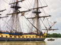 Hermione, famous replica of La Fayette Frigate. She sailed to America for a symbolic voyage to keep solidarity between people