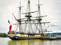 Hermione, famous replica of La Fayette Frigate. She sailed to America for a symbolic voyage to keep solidarity between people