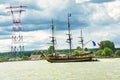Hermione, famous replica of La Fayette Frigate. She sailed to America for a symbolic voyage to keep solidarity between people