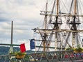 Hermione french sailboat on Seine just arriving for Armada 2019 in France Royalty Free Stock Photo