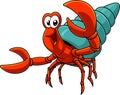 Happy Hermit Crab Cartoon Character In A Shell Waving For Greeting Royalty Free Stock Photo