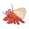 Hermit crab icon. Cartoon isolated image on a white background. Vector. Royalty Free Stock Photo