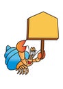 Hermit crab with sign