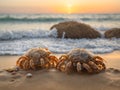 Hermit crabs at the beach Royalty Free Stock Photo