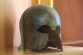 Hermitage. Bronze Corinthian helmet, close-up. First quarter of the 7th century BC, Ancient Greece