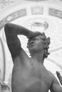 Hermitage Hall 241. Gallery of the history of ancient painting. Antonio Canova. Orpheus. Marble, close up. Black and white photo