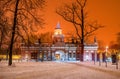 Hermitage kitchen under a red sunset sky Royalty Free Stock Photo