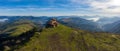 Hermitage in Kolitza mount in Balmaseda drone view 21:9 Royalty Free Stock Photo