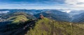 Hermitage in Kolitza mount in Balmaseda drone view 21:9 Royalty Free Stock Photo