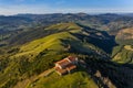 Hermitage in Kolitza peak in Balmaseda drone aerial view, Basque Country Royalty Free Stock Photo