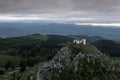 Hermitage of Las Nieves aerial view, Guriezo, Spain Royalty Free Stock Photo