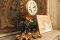 Hermitage Museum. Provisional government room. View along the mantel with a clock and a marble plaque, close-up