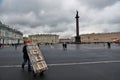 Hermitage museum Winter Palace and Dvortsovaya Square in Saint-Petersburg, Russia. Royalty Free Stock Photo