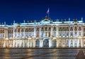 Hermitage museum Winter Palace on Palace square at night, Saint Petersburg, Russia Royalty Free Stock Photo