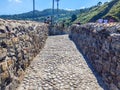 Hermitage of San Juan de Gaztelugatxe at the top of the island of Gaztelugatxe. Vizcaya, Basque Country Spain. View of the