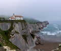 Hermitage of San Telmo with the Dragonstone cave under it in Zumaia, Basque Country