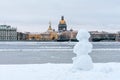 Hermitage, St. Isaac`s Cathedral, the Admiralty Saint Petersburg in the winter snowman.