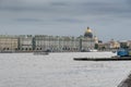 The Hermitage and St Isaac`s cathedral dome across the Neva River