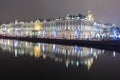 Hermitage Winter Palace and Neva river at night during New Year and Christmas holidays, Saint Petersburg, Russia Royalty Free Stock Photo