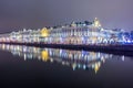 Hermitage (Winter Palace) and Neva river at night during New Year and Christmas holidays, Saint Petersburg, Russia Royalty Free Stock Photo