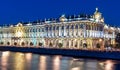 Hermitage (Winter Palace) and Neva river at night, Saint Petersburg, Russia Royalty Free Stock Photo