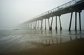 Hermosa Beach Pier Foggy Sunset Royalty Free Stock Photo