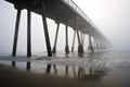 Hermosa Beach Pier Foggy Sunset Royalty Free Stock Photo