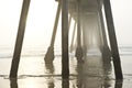 Hermosa Beach Pier Foggy Sunset Royalty Free Stock Photo
